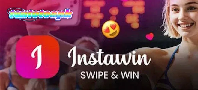 Antarmuka permainan Instawin dengan desain kartu pos yang dinamis